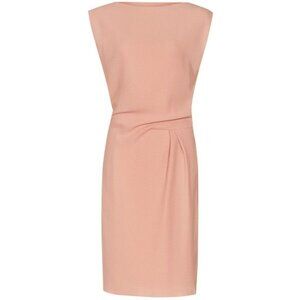 Reiss Kier boat neck lined shift dress, pink / peach / salmon, high neck, simple